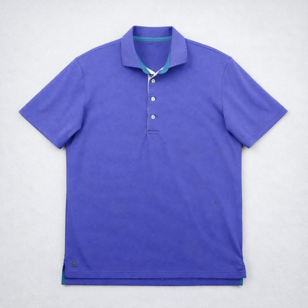 Greyson Polo Shirt Men M Purple Micro Striped Seawolf Short Sleeve Stretch Golf